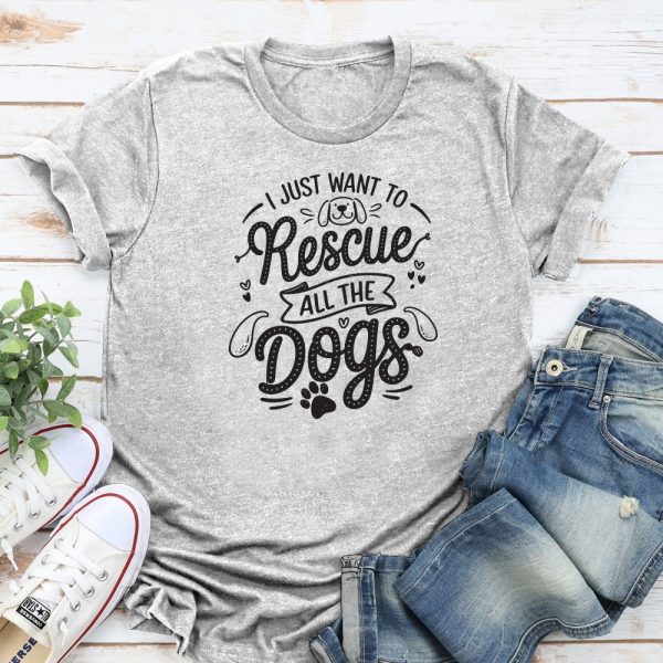 I Just Want To Rescue All The Dogs Standard Tee Heather Grey