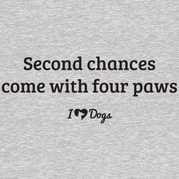 Second Chances Come with Four Paw iHeartDogs Standard Tee Heather Grey - Image 2